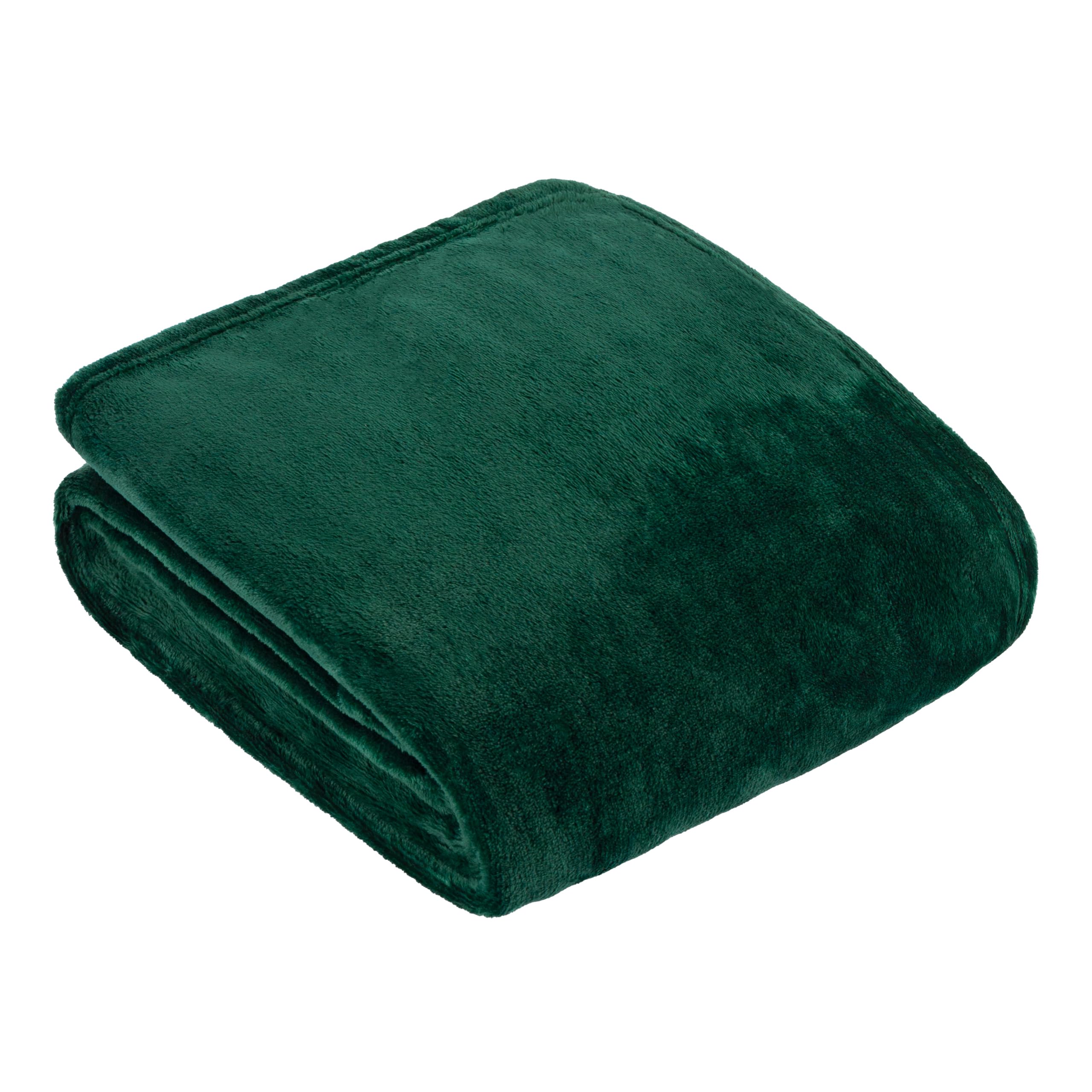 furn. Harrow Fleece Throw – Silky Soft Lightweight Flannel Blanket for Bed or Sofa (Emerald - 140x180cm)
