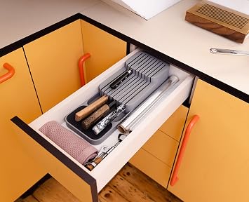 Joseph Joseph DrawerStore Knife Organizer, holds up to 9 knives, Kitchen Organization & Drawer Storage Compact, Gray