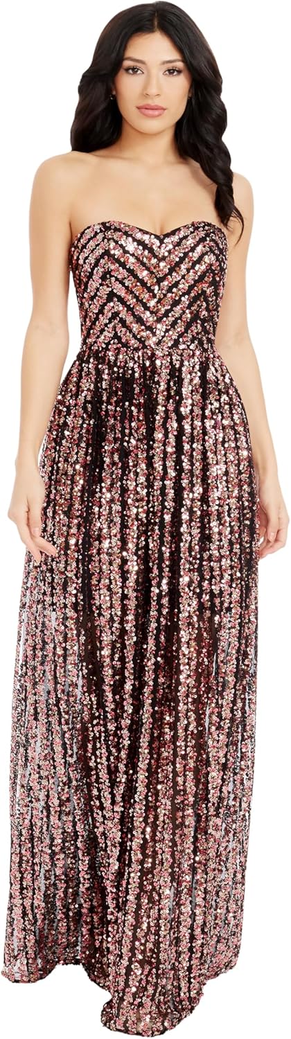 Dress The Population Women's Audrina Fit and Flare Maxi Dress
