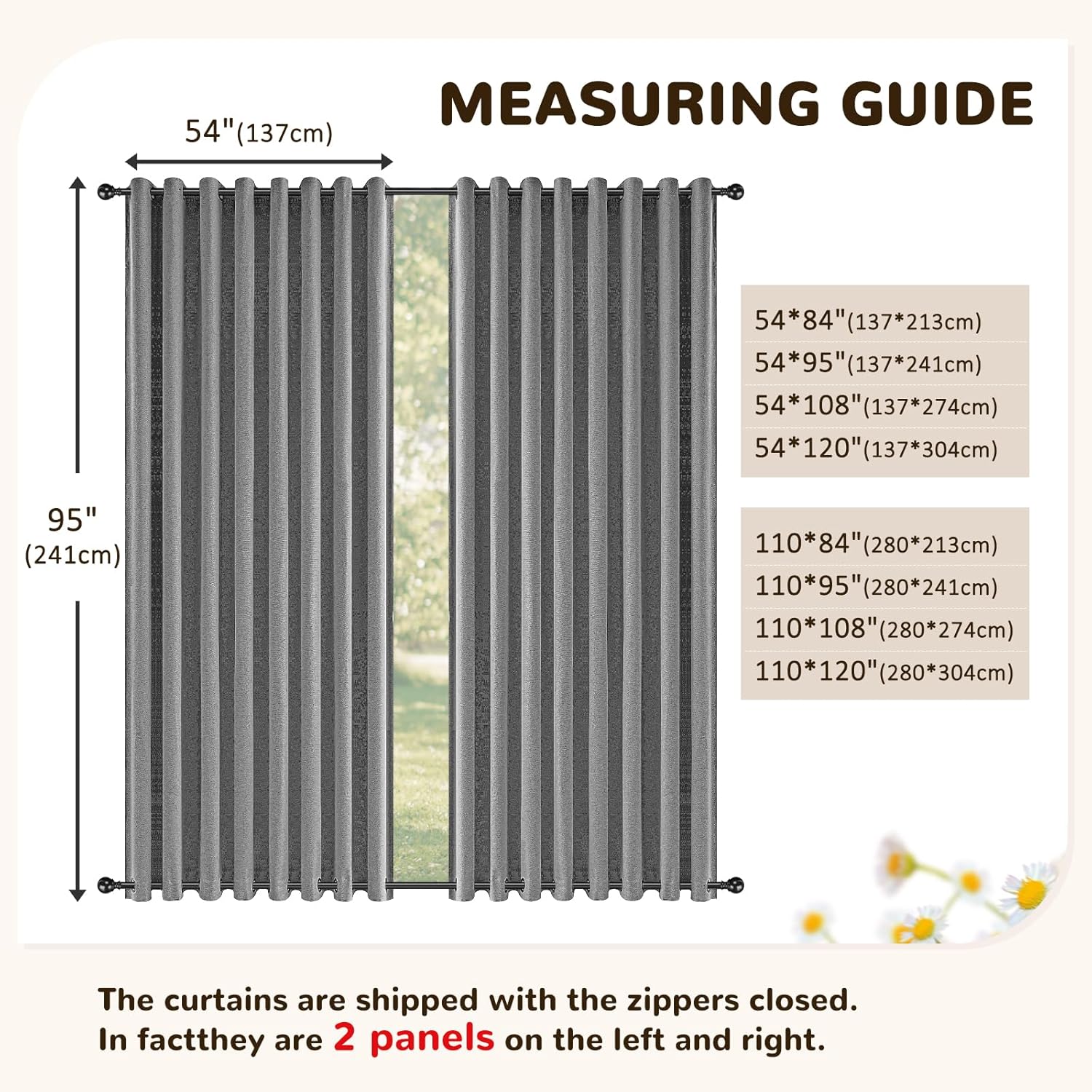Arfntevss Linen Outdoor Curtains for Patio Waterproof with Zipper Blackout Curtains 2 Panels Top & Bottom Grommet Patio Outdoor Privacy Drape 84 Inch Long for Gazebo Porch Pergola (54x84, Dark Gray)