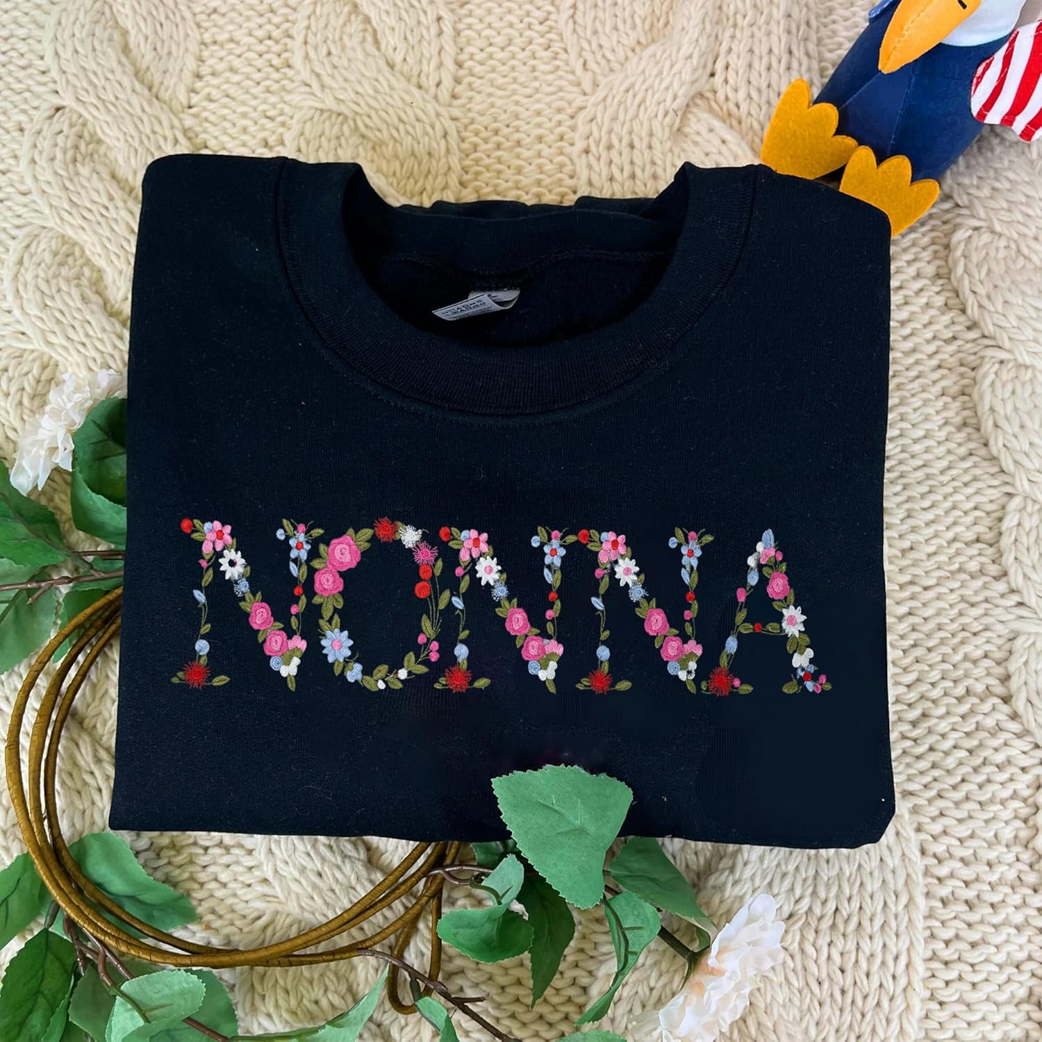 Embroidery Nonna Sweatshirts For Women Gift Sweatshirt From Grandkids Nonna Flower Grandma Gift Mothers Christmas - Image 3
