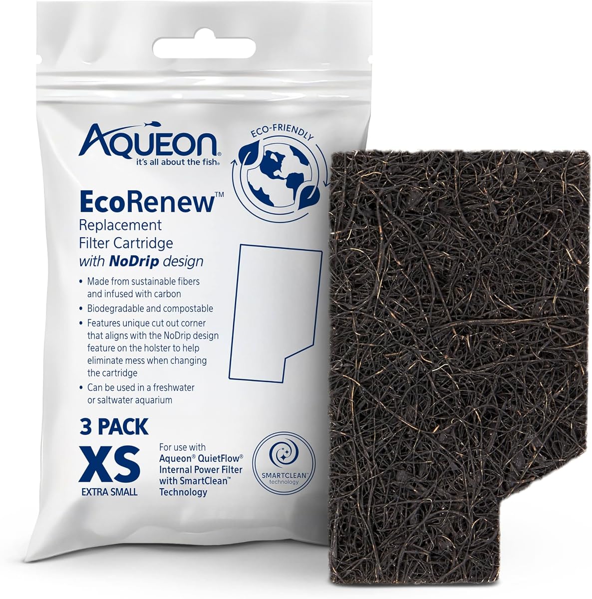 Aquarium Fish Tank EcoRenew Filter Cartridge, Extra Small 3 Pack