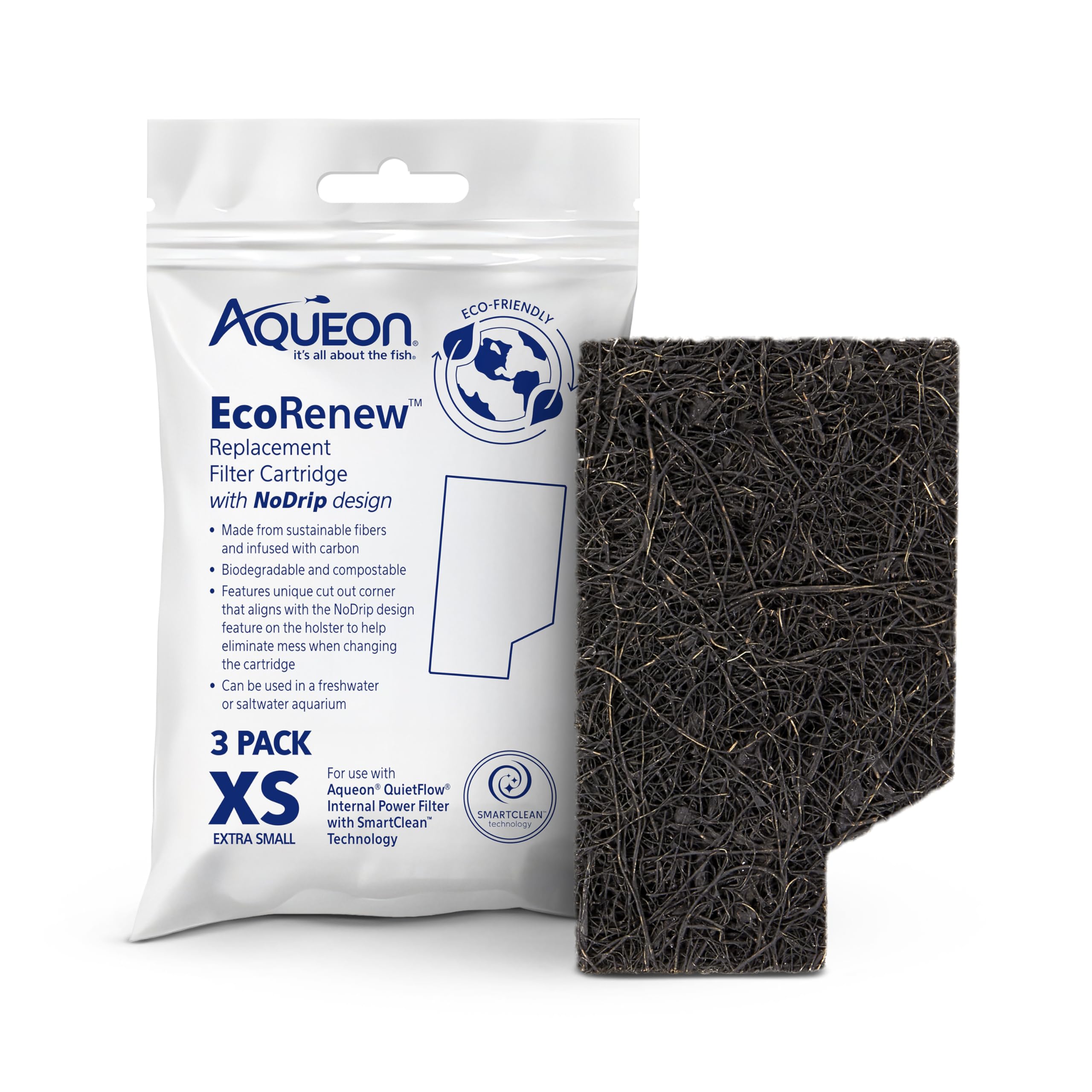 Aqueon Aquarium Fish Tank EcoRenew Filter Cartridge, Extra Small 3 Pack