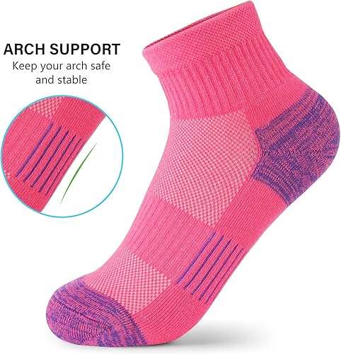 Miniatura 2 de Gonii Calcetines tobilleros para mujer, atléticos, gruesos, acolchados, para correr, senderismo, corte bajo, 5 pares