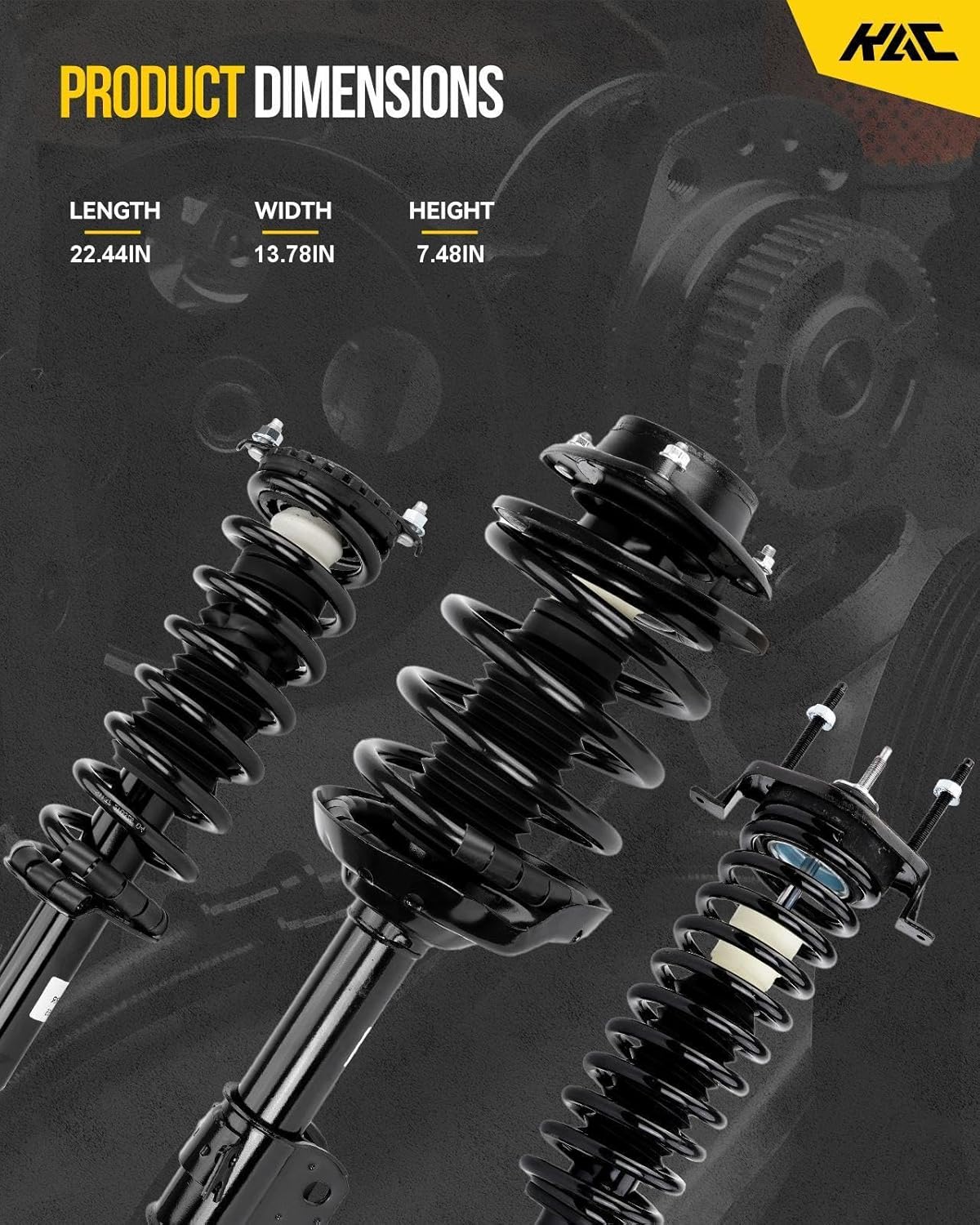 KAC Rear Shock Absorbers Strut Assembly with Coil Springs Replacement for CR-V 2007-2011, Rear Complete Struts Suspension OE Replace # 172497L/172497R 2Pcs, OE Standard