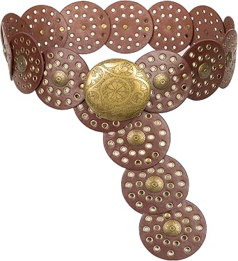 Utaly Wide-Disc Western-Belt for Women - PU Leather Vintage Hollow Concho Cowboy-Belts Chunky-Country Waist-Belt for Skirt
