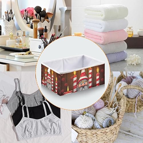 Miniatura 4 de Christmas Funny Santa Candle Cube Storage Bin Fabric Storage Cubes Large Storage Baskets for Shelves Collapsible Cube Organizer Bins for Shelves