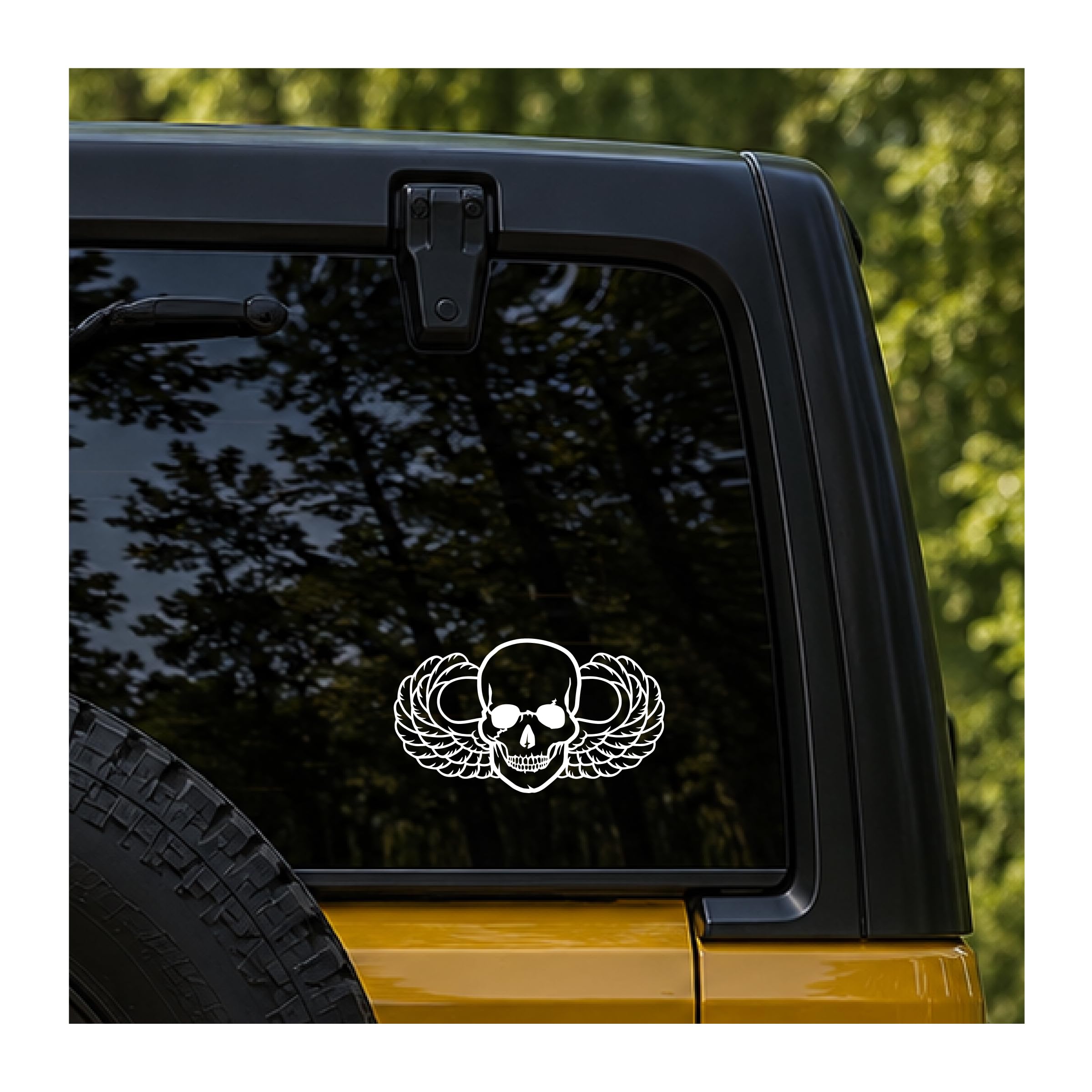 MILVEC Airborne Skull with Wings Vinyl Decal in Gloss White (6 inches Wide)