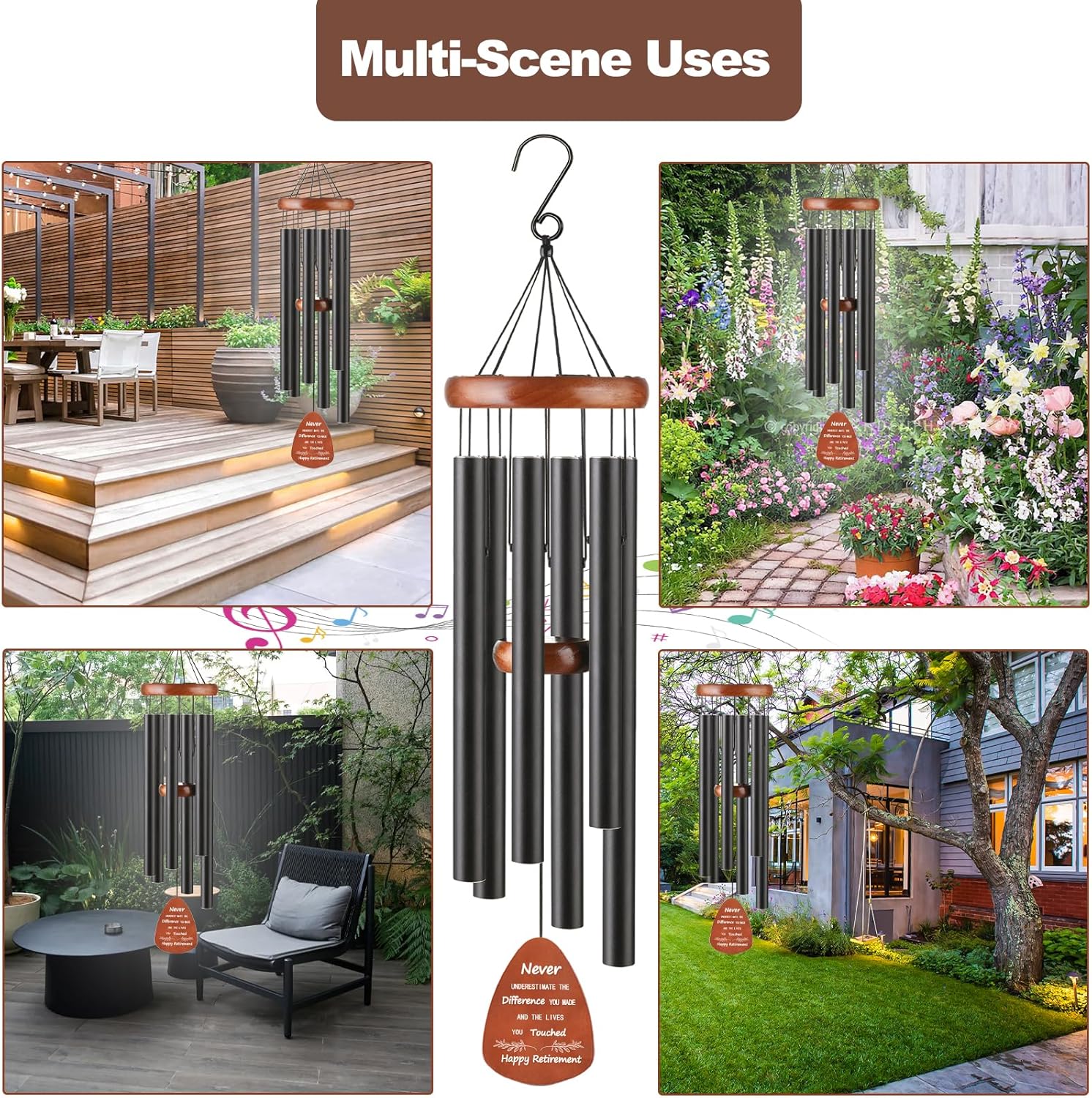 Retirement Gift for Woman Men, Retirement Wind Chimes Going Away Gifts,Retirement Decorations Happy Retirement Gifts for Colleague Coworker Boss Teachers Nurses Friends