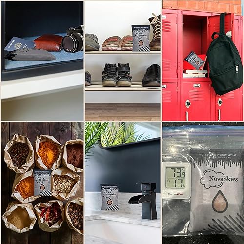 Miniatura 2 de Paquete de 2 desecantes absorbentes de humedad de alta calidad, 7.05 oz, paquete de 2 bolsas reutilizables de gel de sílice indicador, color