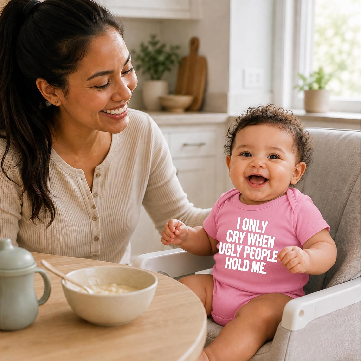 AW Fashions I Only Cry When Ugly People Hold Me - Funny Baby Bodysuit image 5