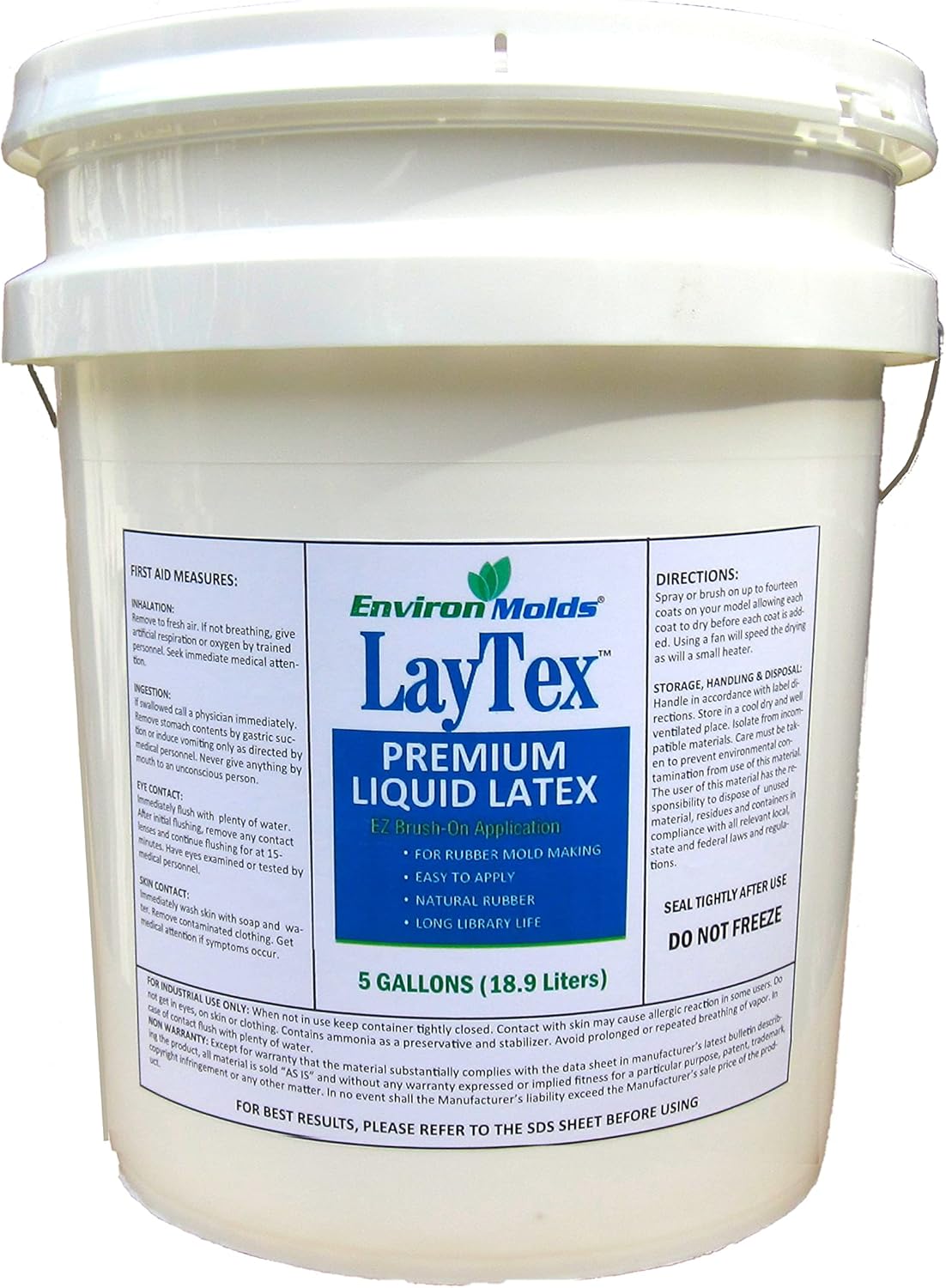 EnvironMolds LayTex Liquid Latex Mechanical Mold Making Rubber, 5-Gallon - Quality, Flexible, Detailed Reproductions for Plaster and Concrete