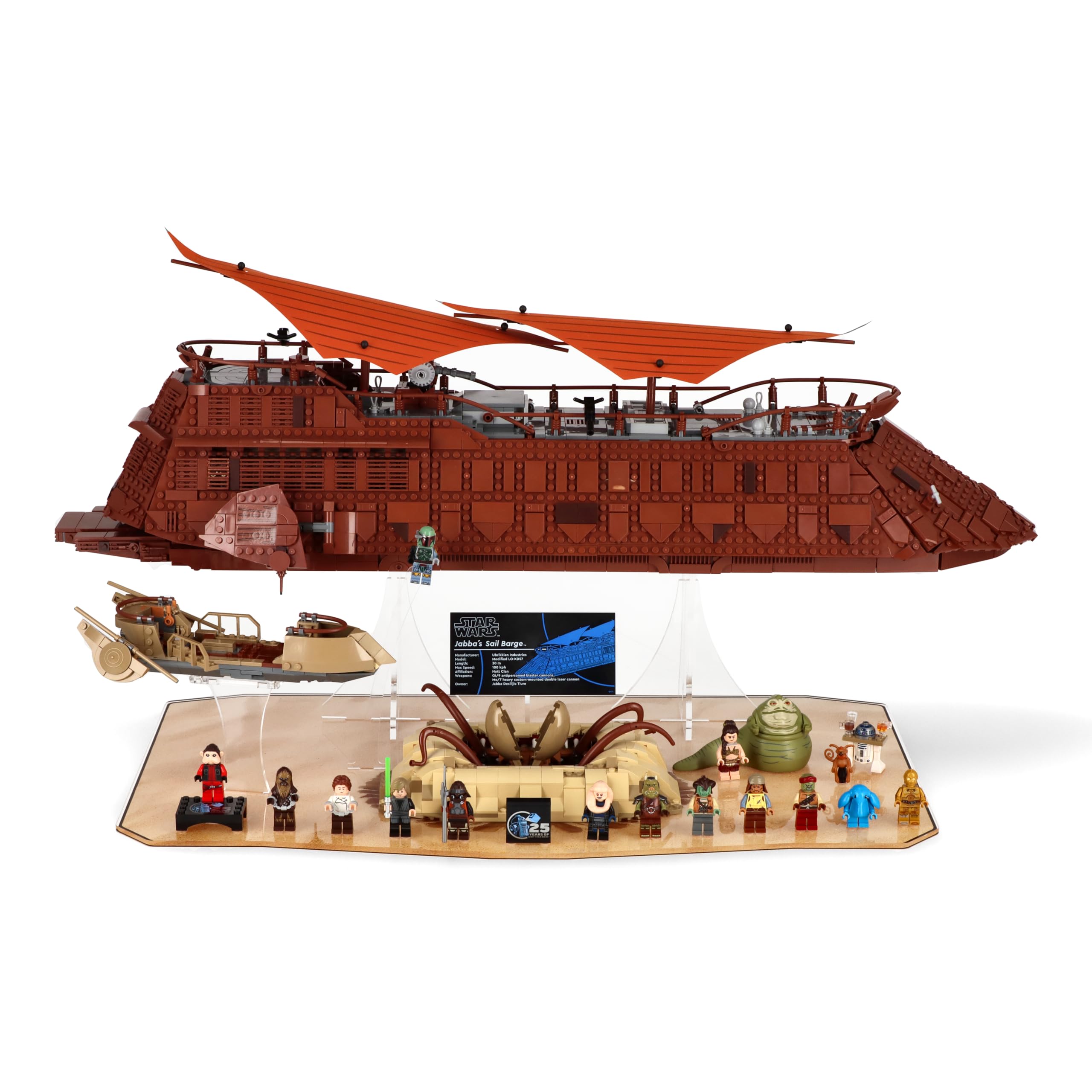 UNIQUEDISPLAY UV Printed Display Stand for LEGO 75396 Jabba’s Sail Barge and LEGO 75397 Desert Skiff and Sarlacc Pit