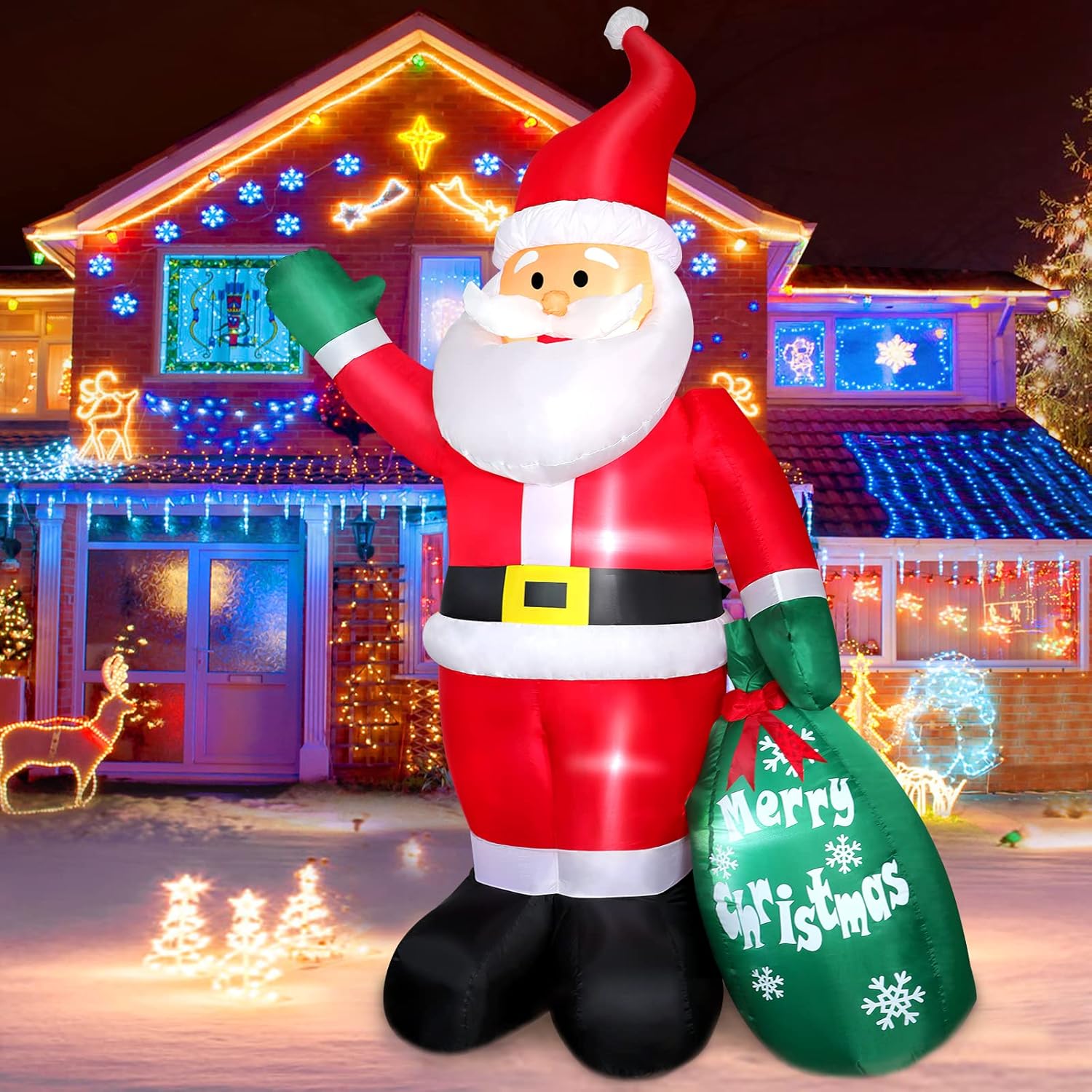 8 FT Christmas Inflatable Santa Claus Outdoor Decoration for Yard, Blow up Santa Decor with Big Gift Bag, Built-in LED Lights for Garden Patio Lawn Home Indoor Winter Holiday Party, IP44 Weatherproof 8 FT Christmas Inflatable Santa Claus Outdoor Decoration for Yard, Blow up Santa Decor with Big Gift Bag, Built-in LED Lights for Garden Patio Lawn Home Indoor Winter Holiday Party, IP44 Weatherproof