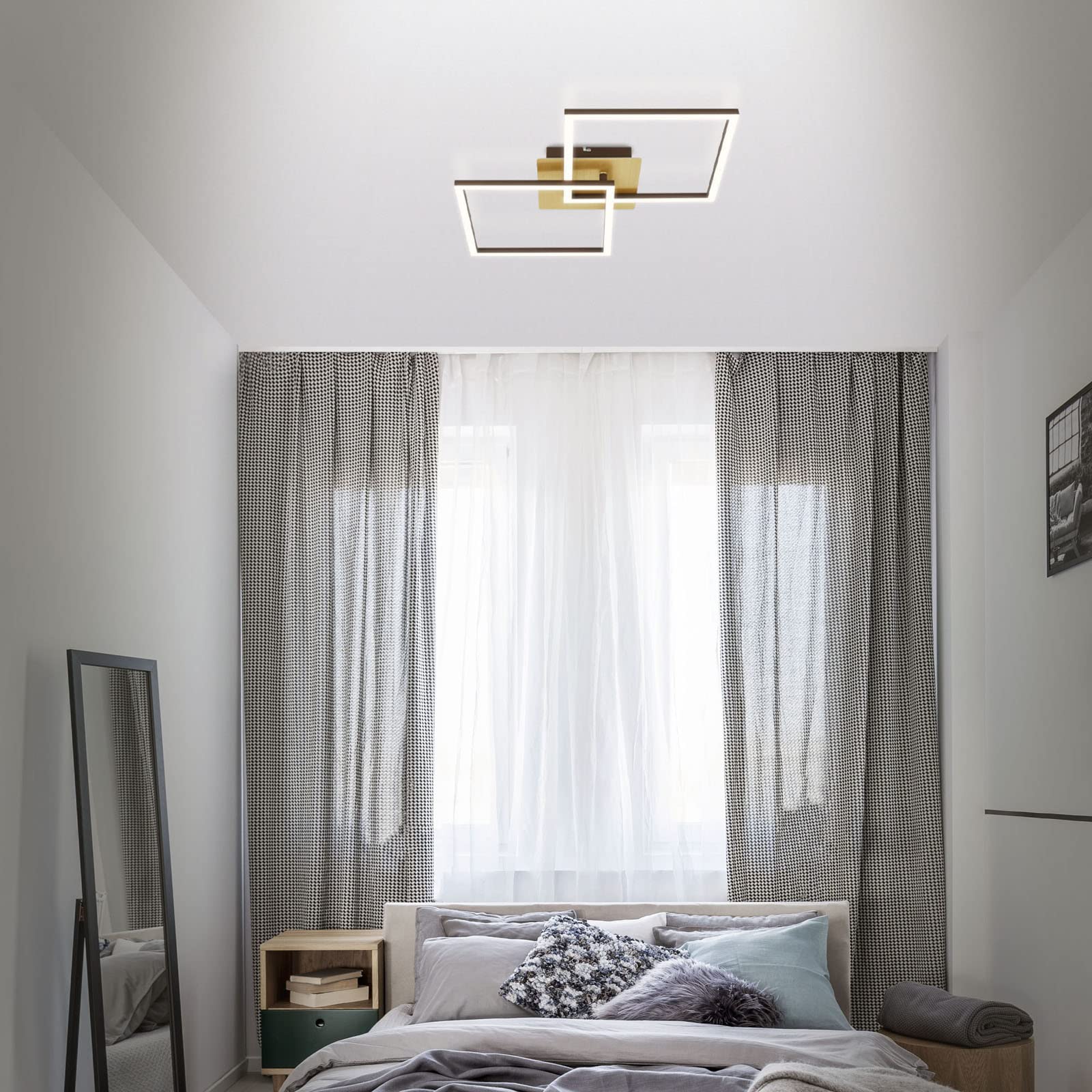 BRILONER Leuchten - LED Ceiling Light Settings Dimmable Swivelling Ceiling Light LED Frame Gold-Coloured Brown 620 x 368 x 73 mm