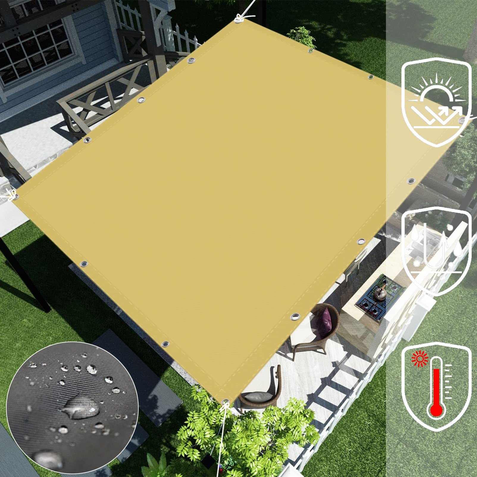 Amazon.co.jp: サンシェード 4 x 4.7 m 防水矩形日よけシェード 防塵と