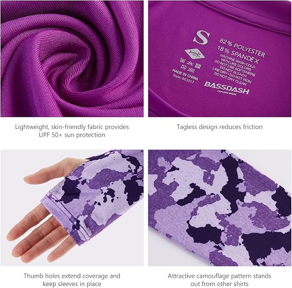 Bassdash - Camiseta de Manga Larga para Mujer con protección Solar UPF 50+ UV para Pesca, Senderismo, Rendimiento - 5