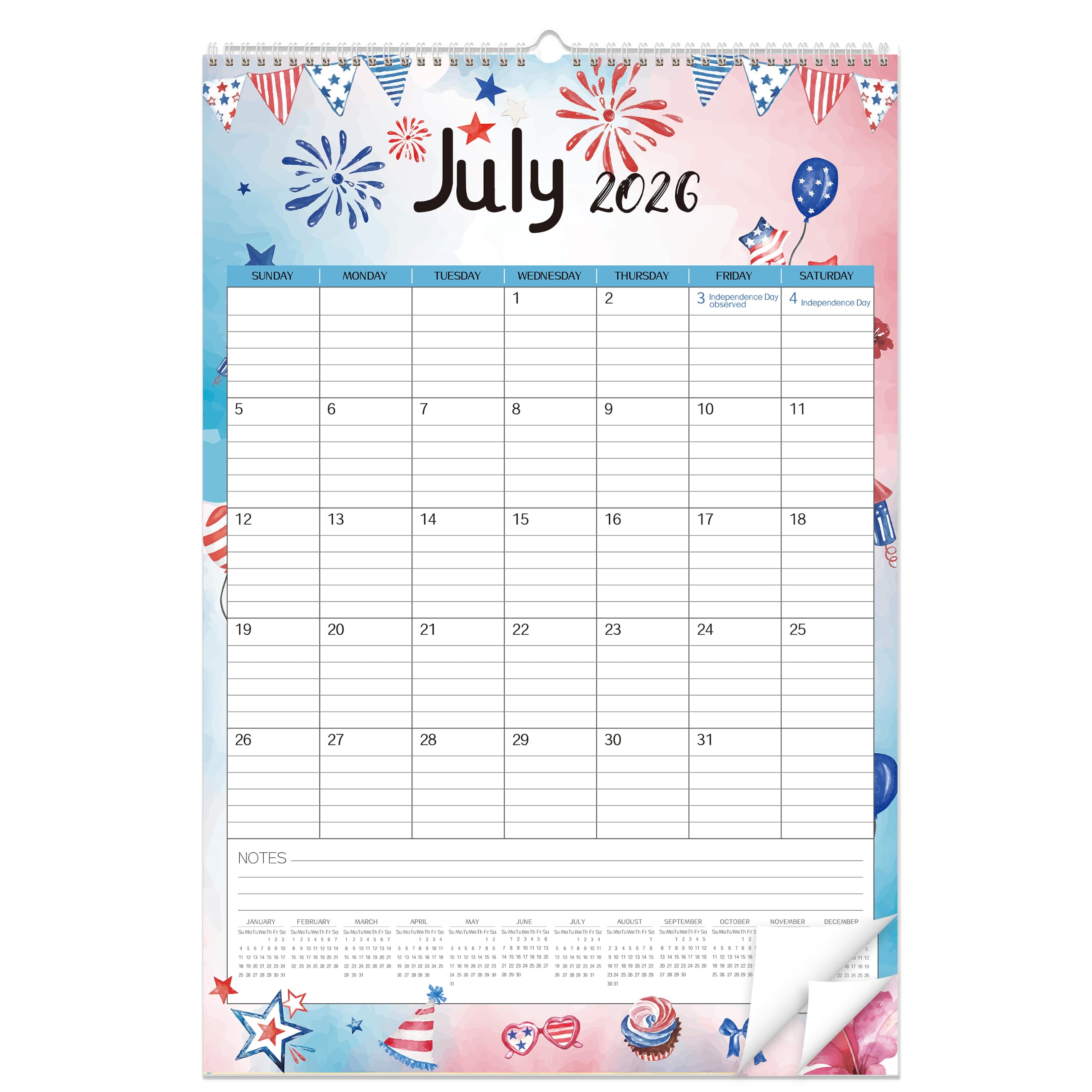 GuassLee Watercolor Wall Calendar