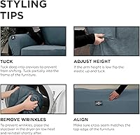 Vista 6 de Zenna Home, Funda para muebles azul pizarra: funda elástica de felpa de 1 pieza para sofá biplaza