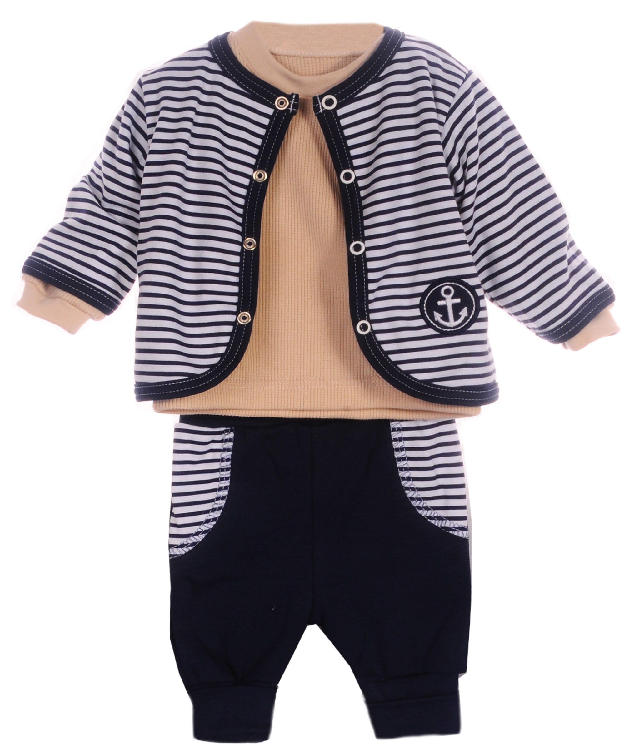 Baby Anzug 3-teilig Jacke Langarmshirt Hose Set Unisex Babys Kinder Jungen Mädchen Babykleidung Baumwolle Geschenk Geburt Babymode Erstlingsausstattung bequem Babyset Kleidung Outfit
