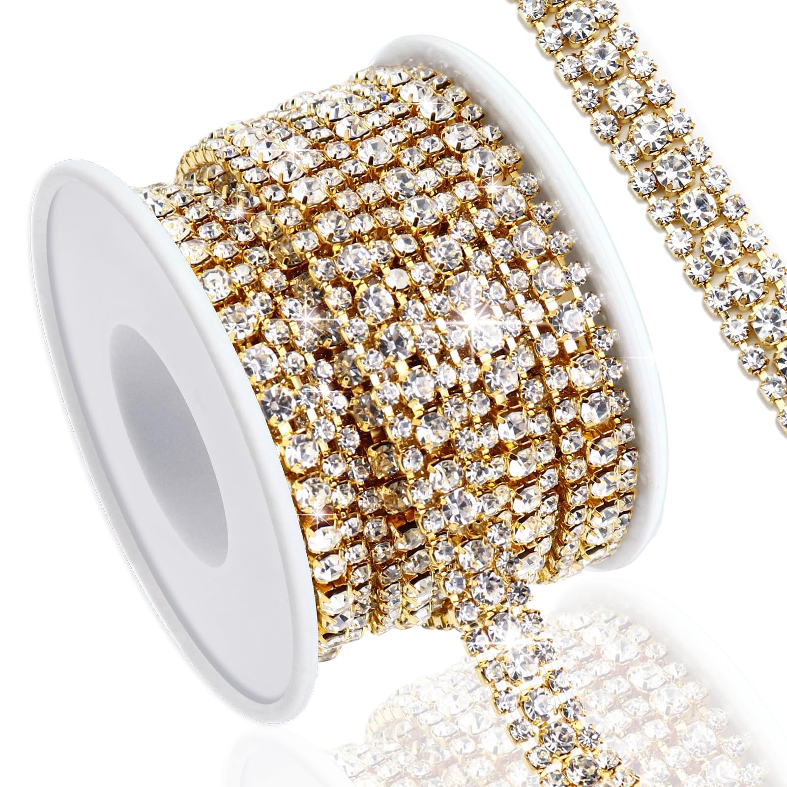 Amazon.co.jp: Towenm 3ヤード 3列クリスタルラインストーンチェーン