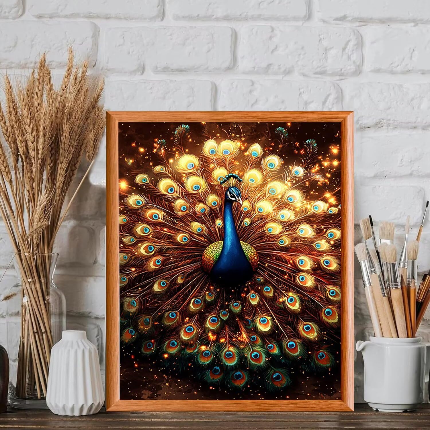 WEISHIWE Dipingere con i Numeri Adulti Pavone, 60x80cm s-553 | Paint by Numbers Kit con Pennelli e Acrilico Pigmento, Fai da te Olio La Pittura di Numeri Kit, Decora la Casa, senza Cornice