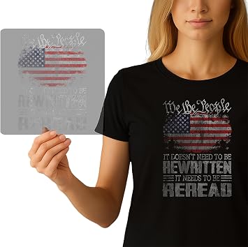 Patriotic DTF Heat Transfer We The People Iron-On Graphic for DIY Apparel | Ready-to-Press USA Flag Decal for Crafters