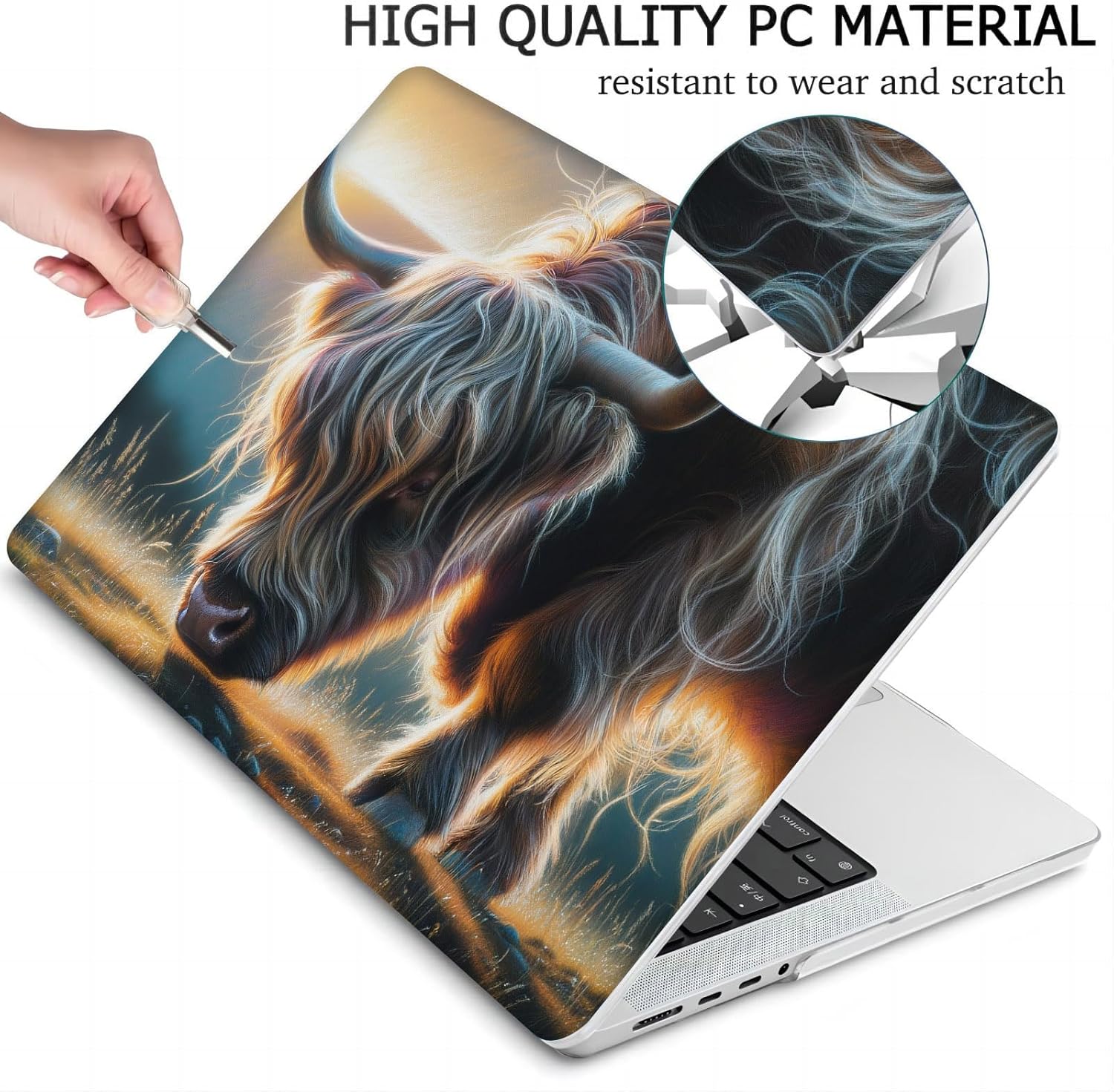 Compatible with MacBook Neo 13-inch, Hard Shell Case with Keyboard Cover and Screen Protector (A3404 A18 Pro chip, 2026 Release) - Highland Cow MC21985