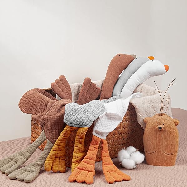 lulumoon Security Blanket: Muslin Lovey for Babies Travel & Daycare - Skin-Friendly Snuggle Companion for Self-Soothe (Goose-Cream) - 4