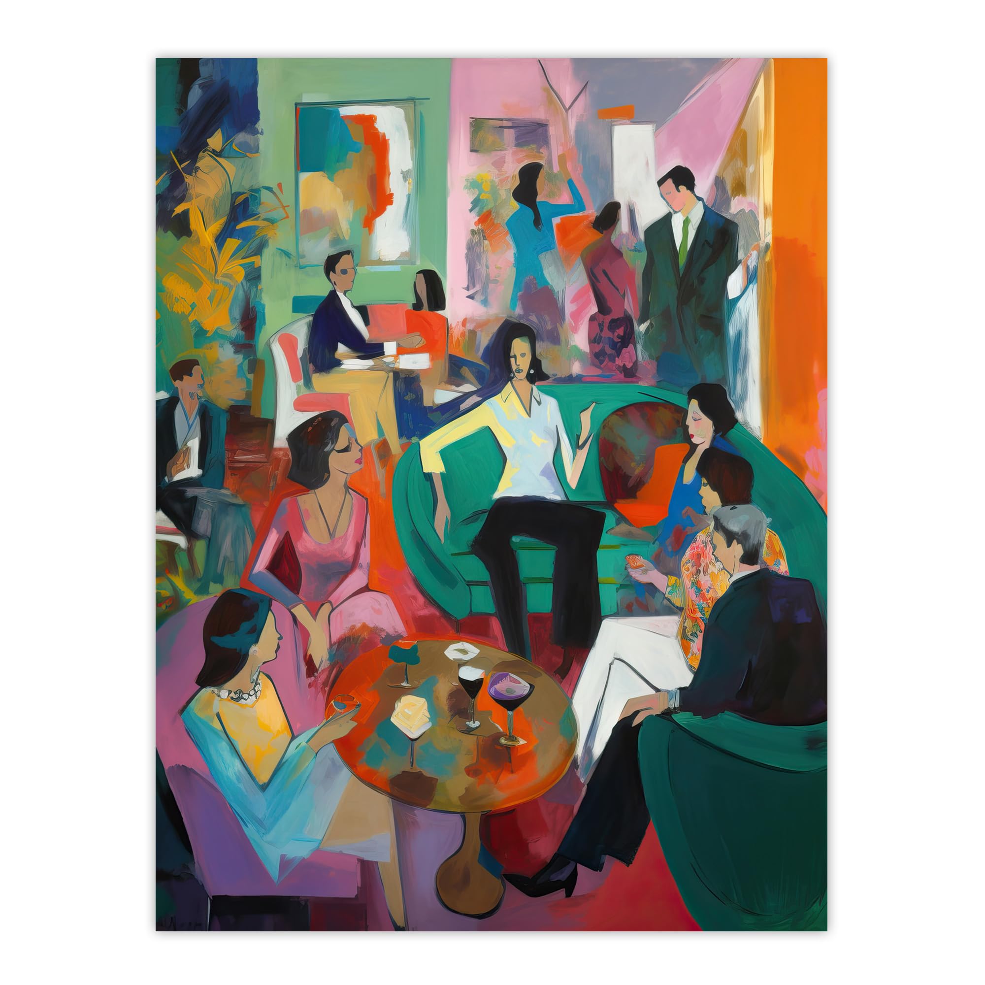 Artery8 After Dinner Cocktails Colourful Modern Abstract Painting Extra Large XL Wall Art Poster Print