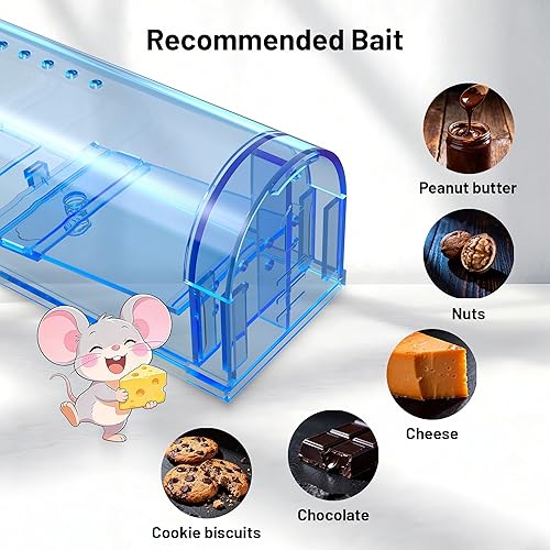 Miniatura 5 de Trampas reutilizables para ratones, trampa para ratones vivos que no matan en interiores para el hogar, trampas para roedores con cepillo de