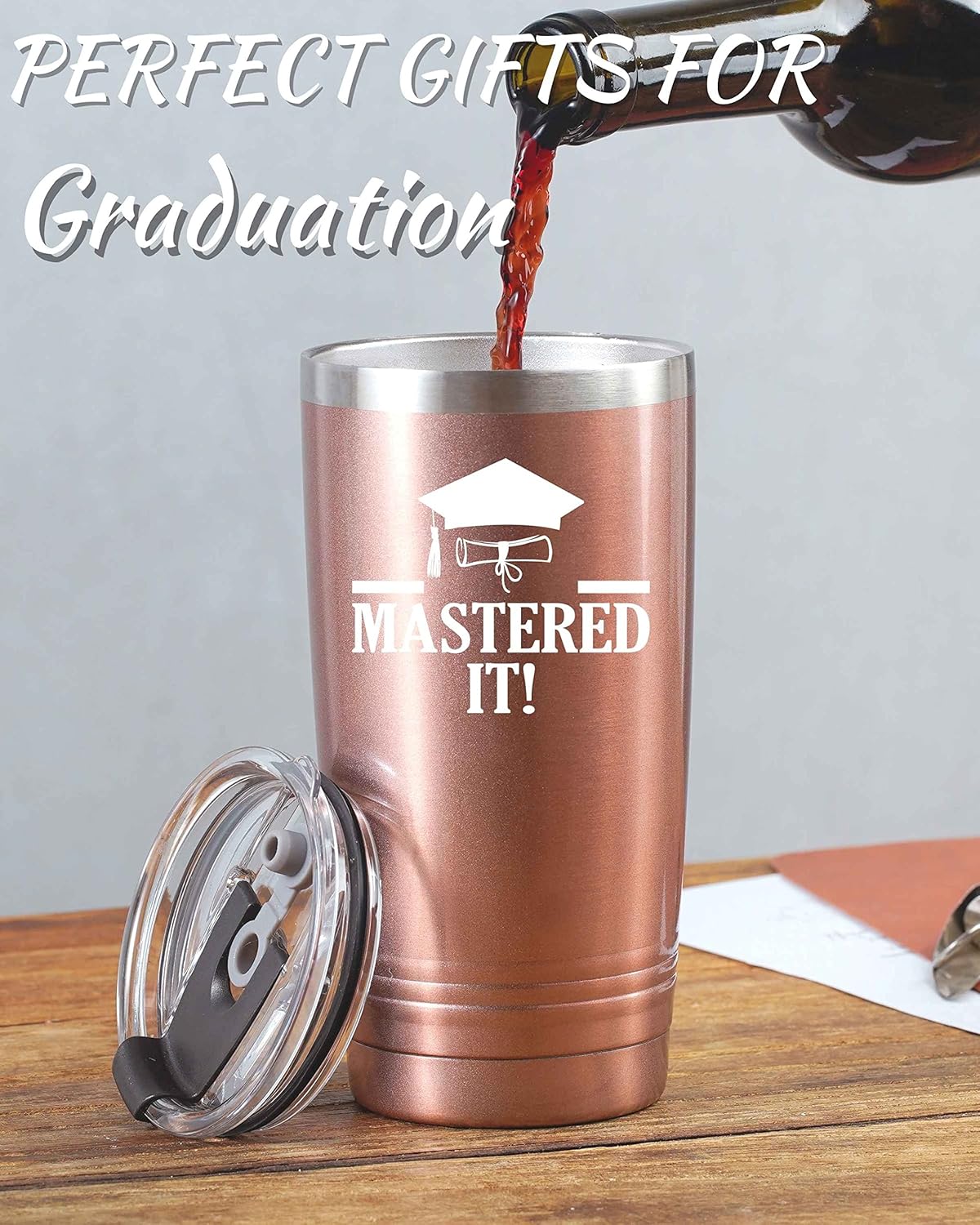 Onebttl Master Graduation Gifts 2026 - Master It, Funny Gifts for Her as Party Supplies, Decorations, Back to School, 20oz Insulated Stainless Steel Tumbler with Lid - Image 4