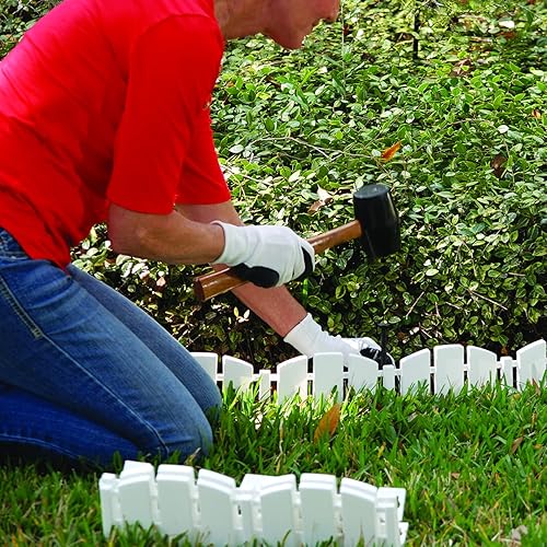 Vista 9 de EasyFlex No-Dig Borde de paisaje con picos de anclaje, 4.5 pulgadas de alto, borde decorativo de jardín Adirondack con aspecto de madera, kit de 15