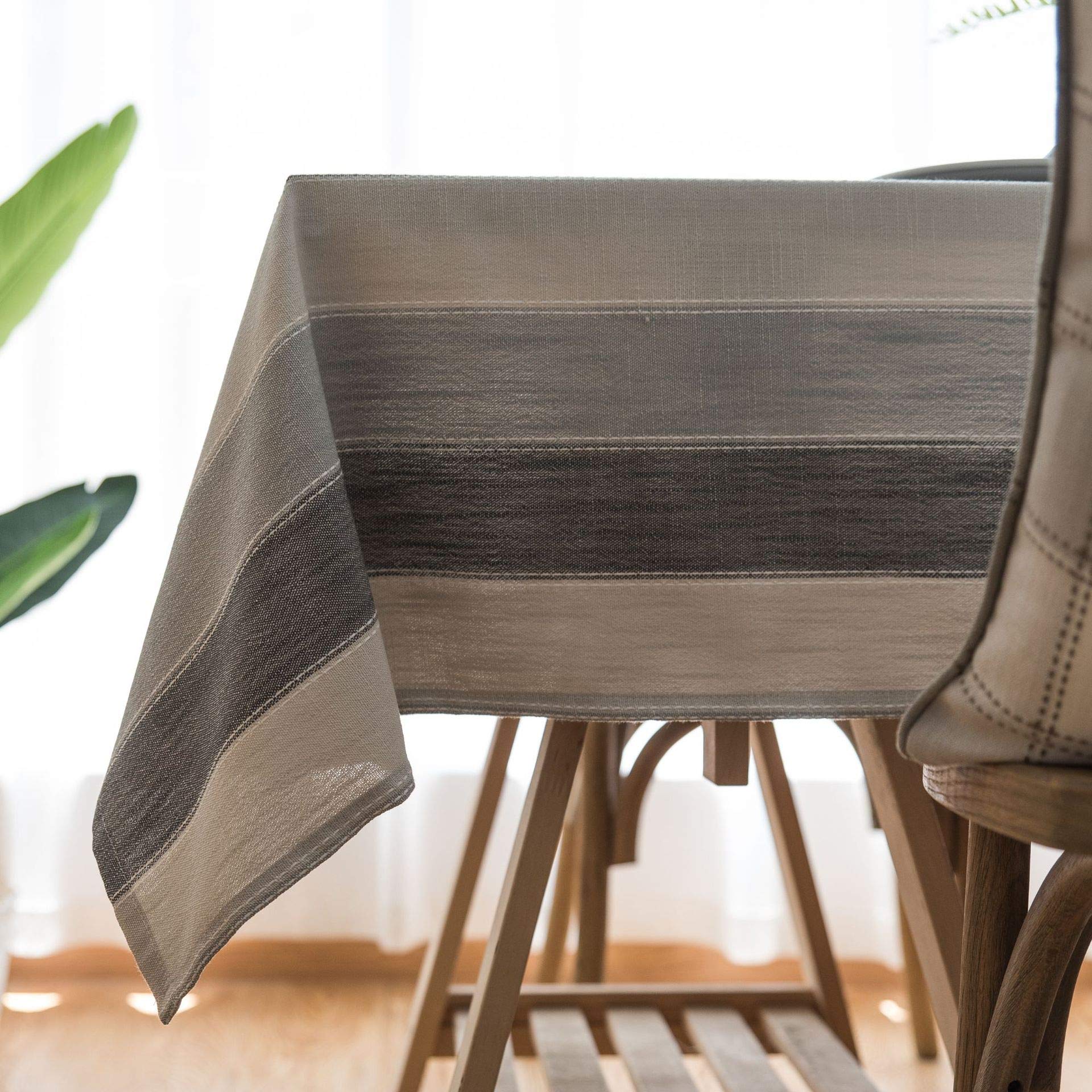 Nappe en coton et lin lavable et anti-poussière grise rustique pour salle à manger