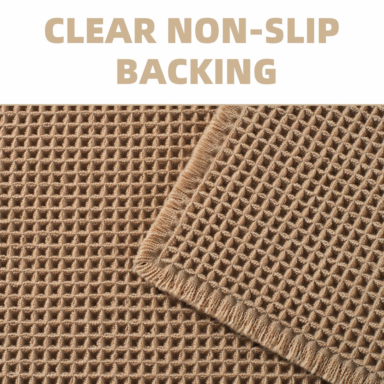 Upgraded Waffle Bath Mat Non Slip Super Absorbent Quick Dry Bath Mats for Bathroom Floor Machine Washable Bathroom Mat Ultra Soft Boho Bathroom Rugs with Tassels Beside Tub, 17" x 24", Brown — view 4