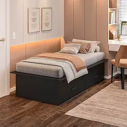 Cama Box Solteiro Adulto com 2 Gavetas Deva Yescasa Preto