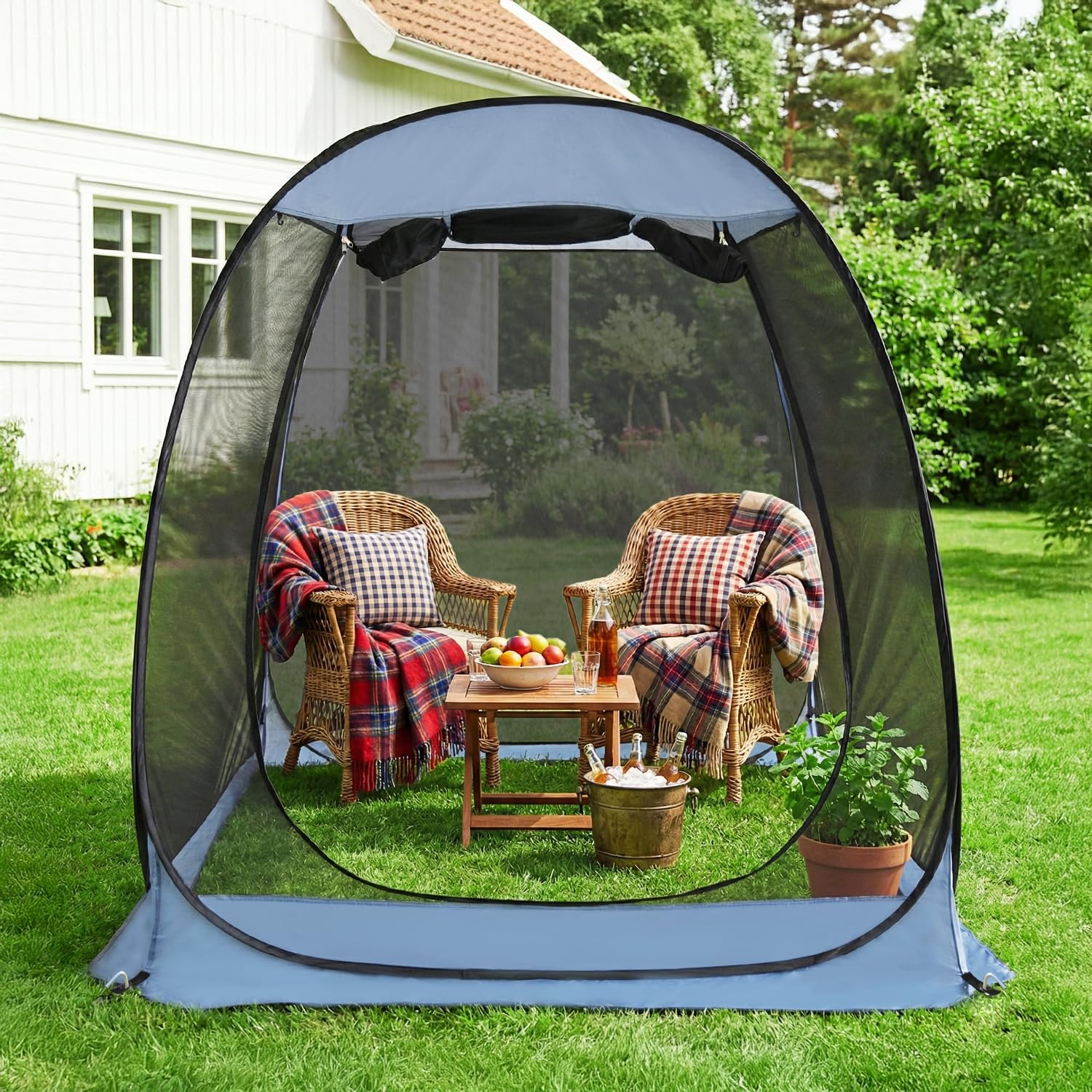 Alvantor Pop Up Screen House Tent, Instant Outdoor Gazebo with Mosquito Netting &amp; UPF 50+ Sun Protection, Portable Canopy Shelter for Patio, Backyard, Camping (2-10 Person)
