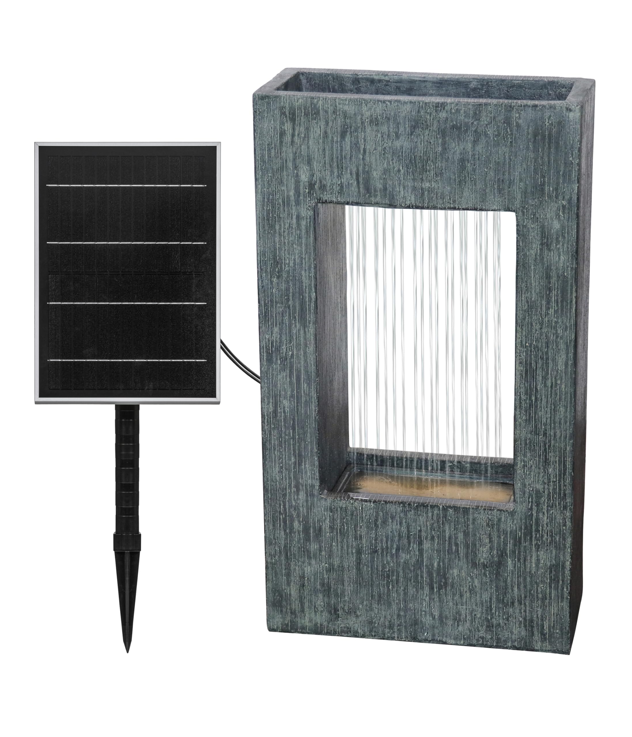 Dehner Vigo Fontaine de Jardin Solaire résistante au Gel avec éclairage LED 77,9 x 43,6 x 20,6 cm polyrésine Grise