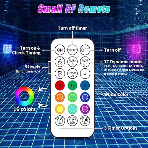 Miniatura 3 de Luces LED sumergibles con control remoto, luz LED subacuática impermeable recargable, 16 colores cambiantes, magnéticas, flotantes, sumergibles para