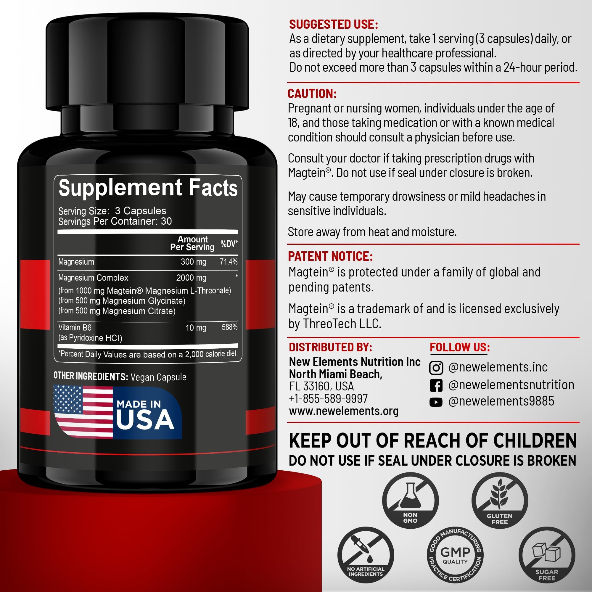Magtein Magnesium L-Threonate – 2000mg Mag Complex with L Threonate, Glycinate, Citrate & Vitamin B6 – Brain Health, Memory, Focus & Mental Clarity | 300mg Elemental Magnesium | 90 Capsules — Amazon image 4