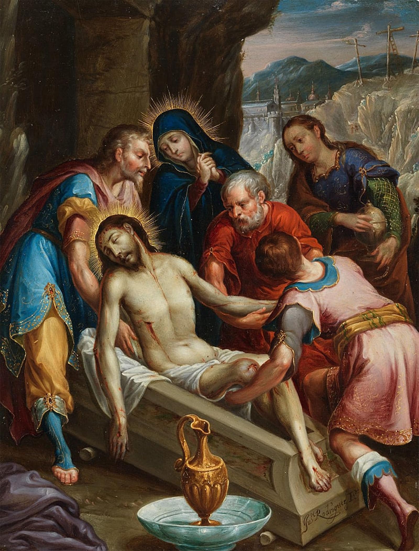 ARTXLXXBN Famous Print Painting Colorful Art Print the Entombment of Christ by Juan Rodríguez Juárez Canvas Art Decorations for Home Decor 60x90cm