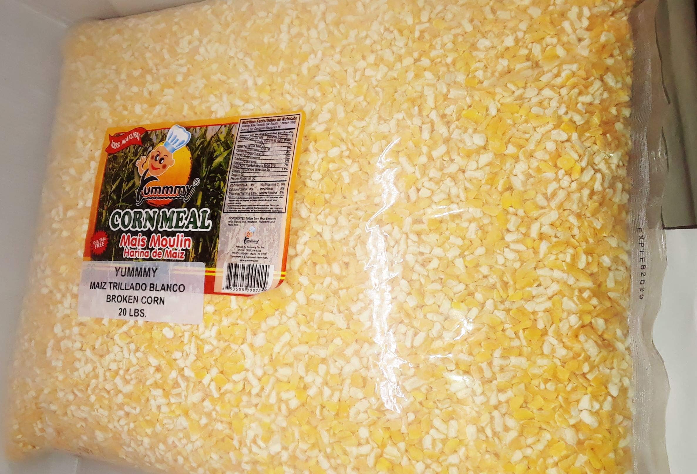 YELLOW HOMINY CORN 20 LBS. Degermed Yellow broken corn, Kosher certified, 100% Natural, Bulk size, Maiz partido, trillado amarillo Yummmy