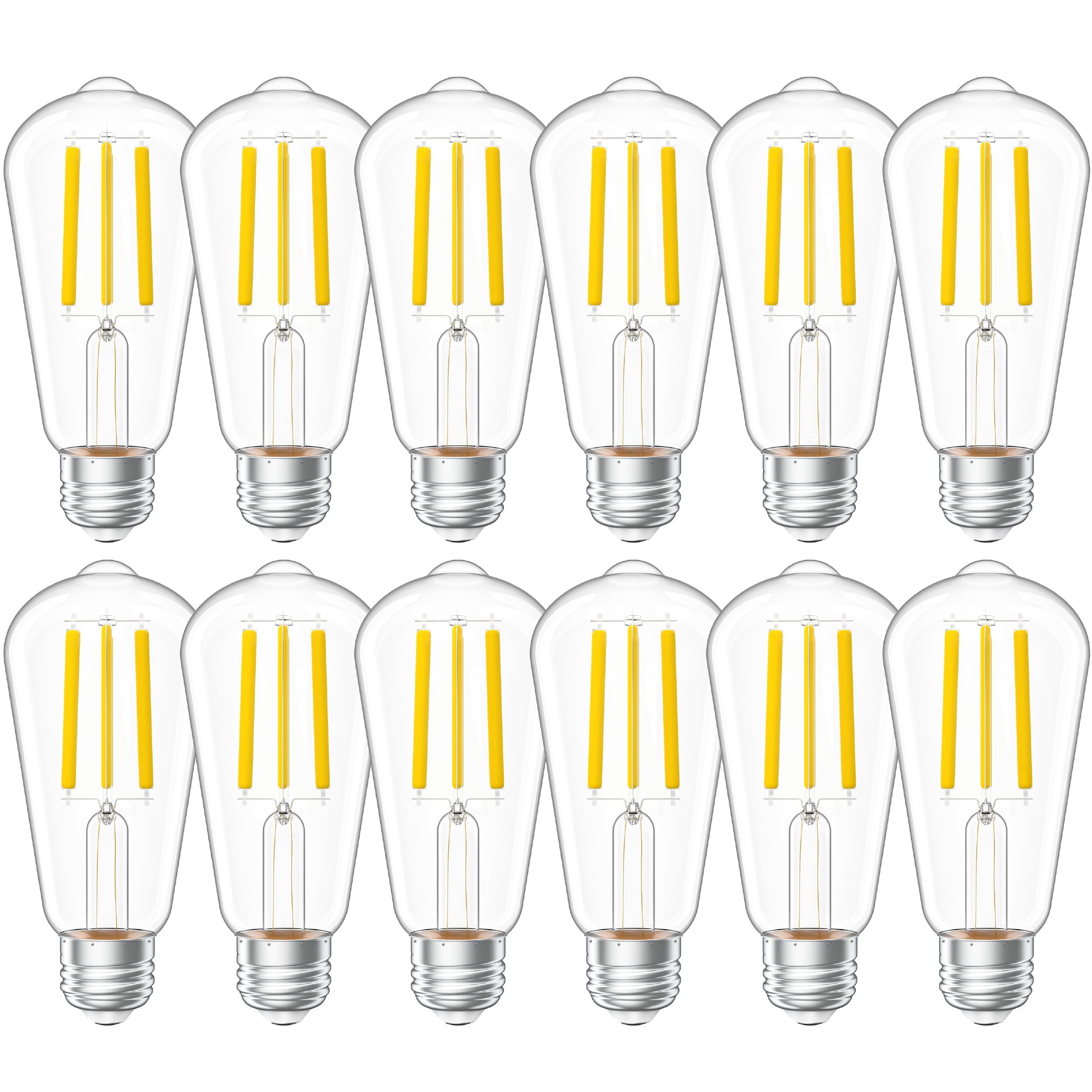 Sunco 12 Pack Vintage LED Edison Bulbs, 75W Equivalent 8.5W, 1000 LM Dimmable ST58 Filament, 4000K Cool White, E26 Medium Base, Clear Glass Light Bulbs