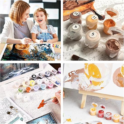 Miniatura 8 de Reofrey Kit completo de pintura por números para mujer, lienzo de 15.7 x 19.7 in, pintura de acuarela de flores, juego de pintura acrílica, arte