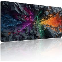 Large Gaming Mouse Pad, Colorful 3D Explosion Pattern, 35.4 x 15.7 Inches, Non-Slip Base, Waterproof, XXL Desk Mat