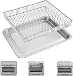 Air Fryer Basket Tray Replacement for Cuisinart TOA-60 TOA-65 TOA-70 Toaster Air Fryer Convection Oven, 12.4 * 11'' Steel Mesh Basket Wire Rack Accessories Parts, Dishwasher Safe