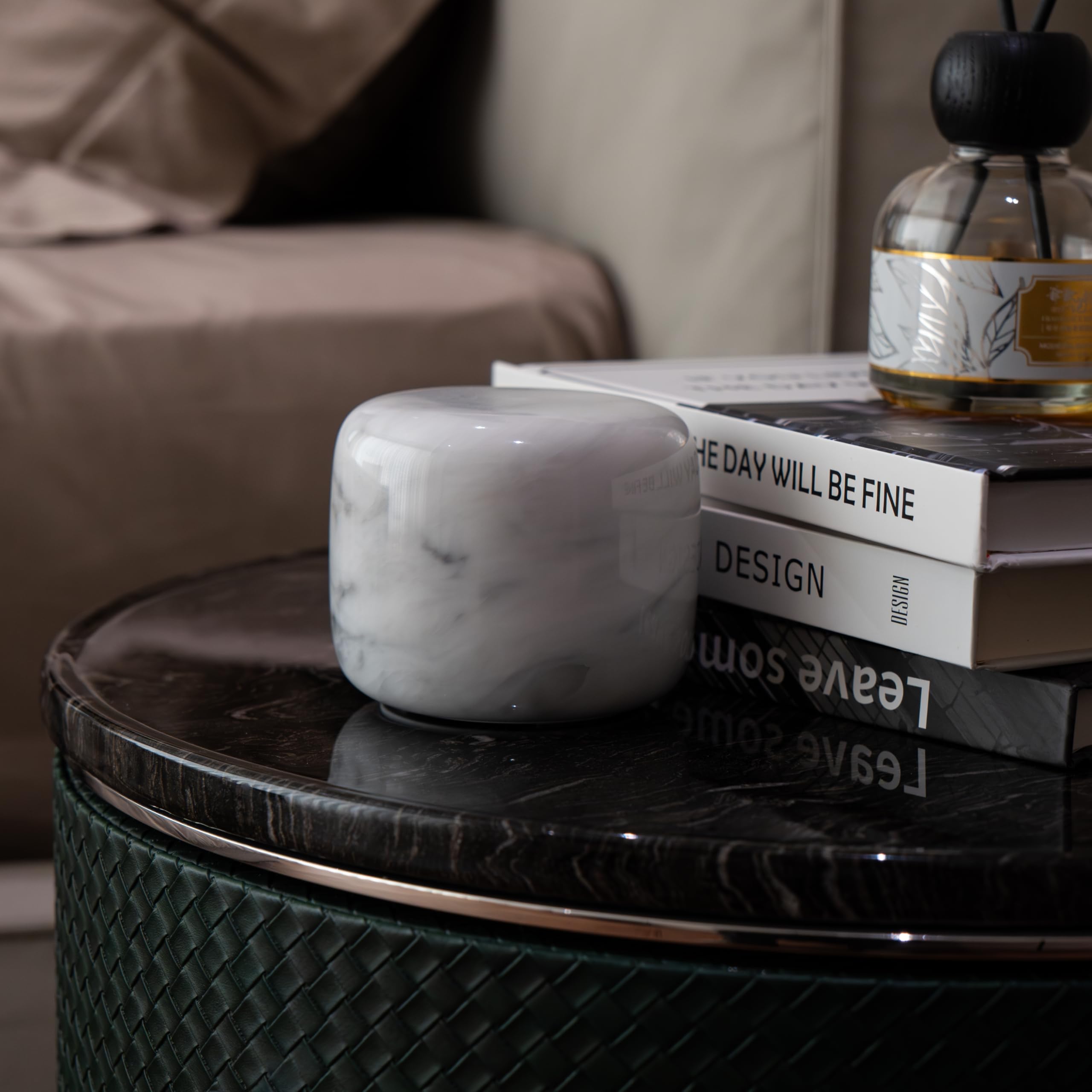 Marmor Lámpara de Noche Mármol Regulable, Luz de Mesa LED 3 Modos, Lámpara de Piedra Recargable, Iluminación Ambiental