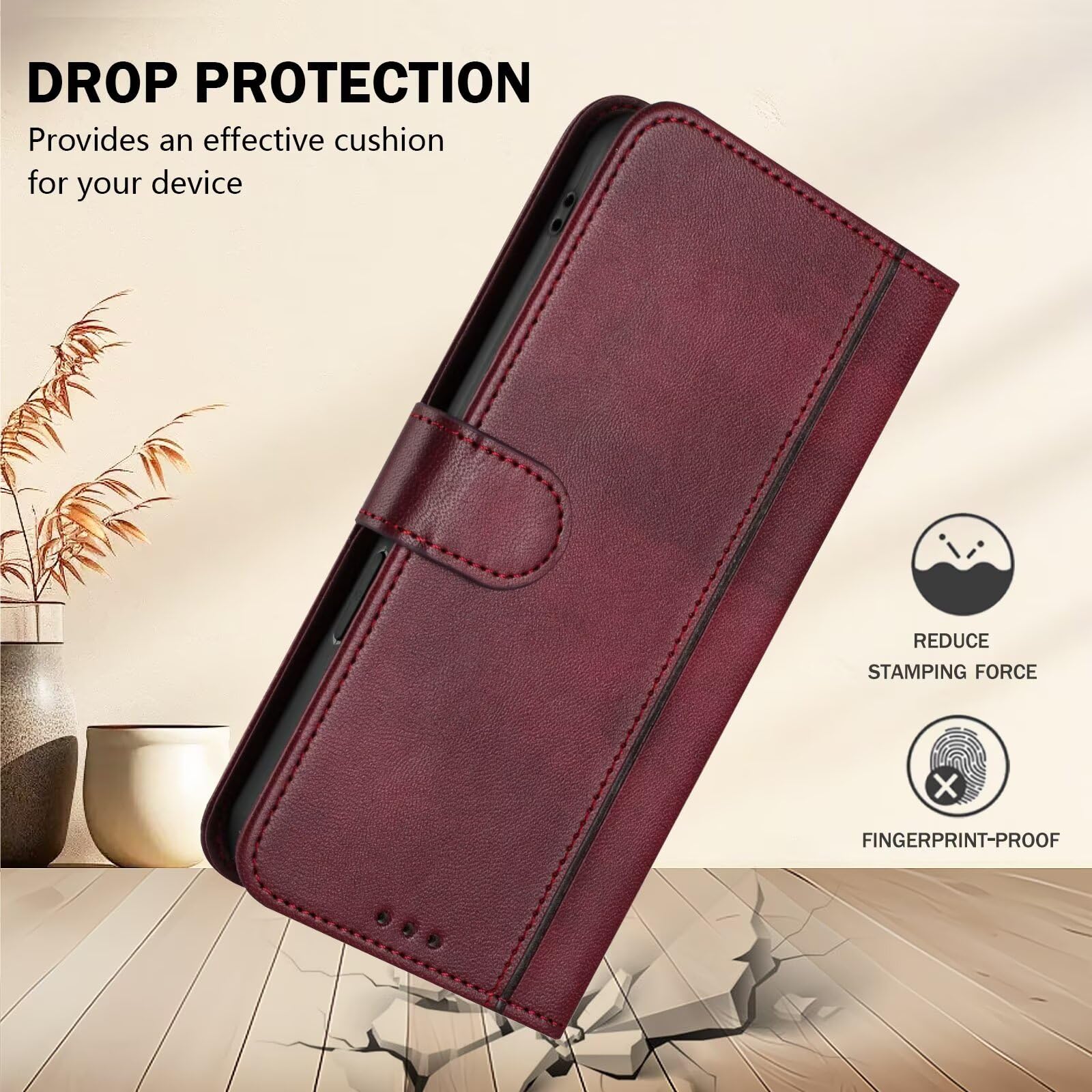 Custodia Portafoglio In Pelle PU Con Supporto Per Motorola Moto E14 / G04 / G24 – Antiurto, Rossa