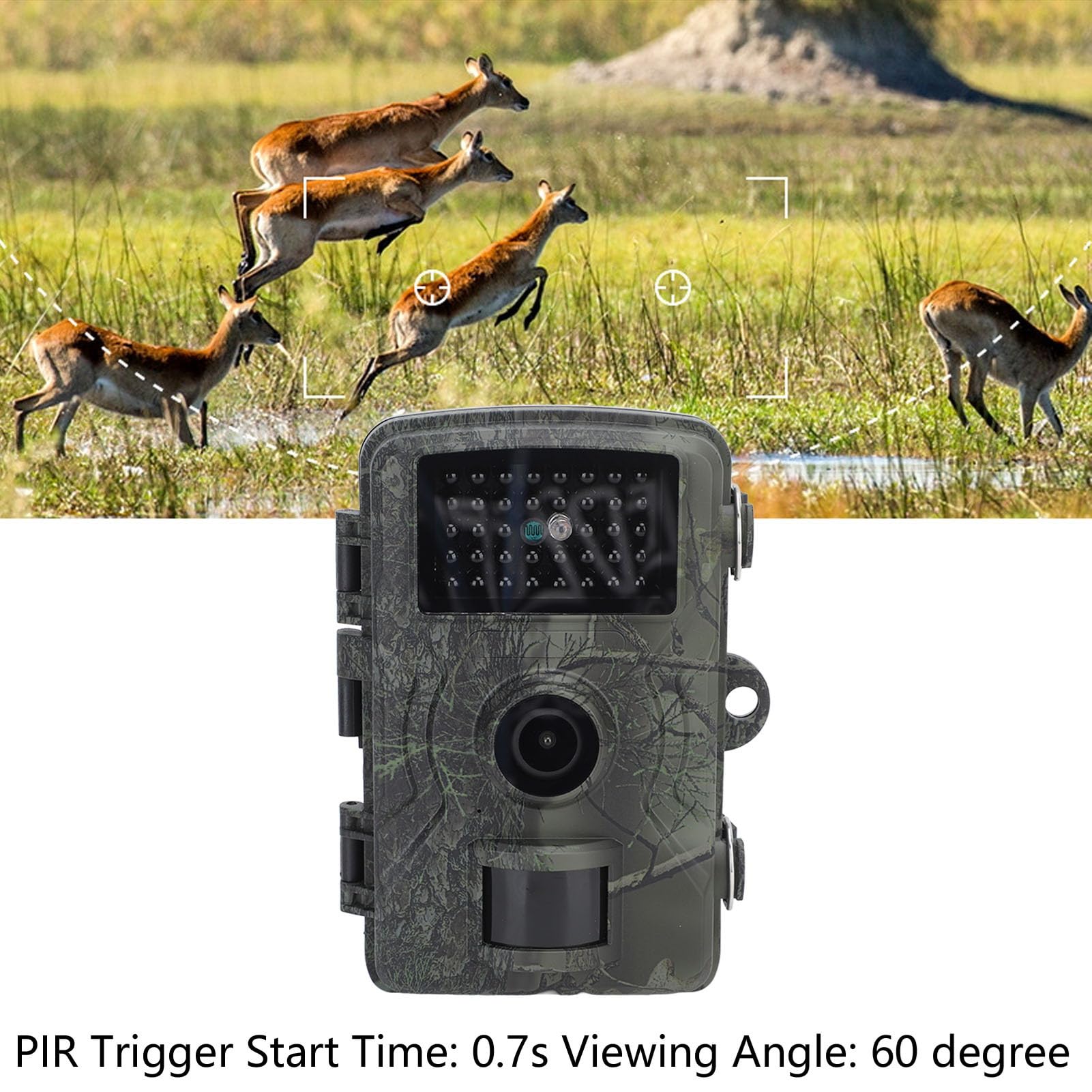 Jectse Cámara de Rasteo, Cámara de Caza 1080p HD 16MP con -Disparador 0.7S Activada por Movimento, Visonn Nocturna por Movimiento PIR, Resistente Al Agua IP66, Lente de Ángulo de 60