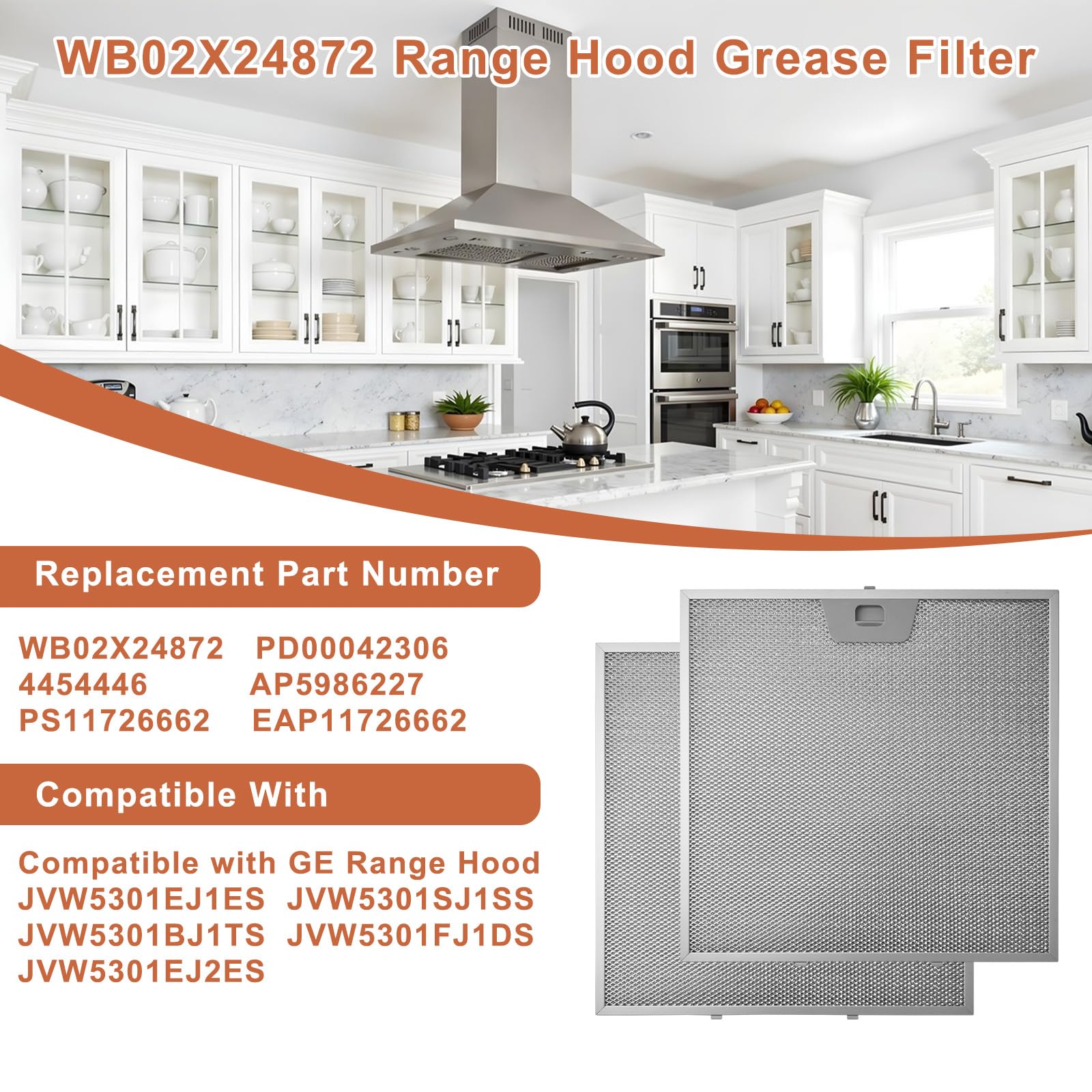 WB02X24872 Fettfilter für Dunstabzugshauben, kompatibel mit GE Dunstabzugshaube